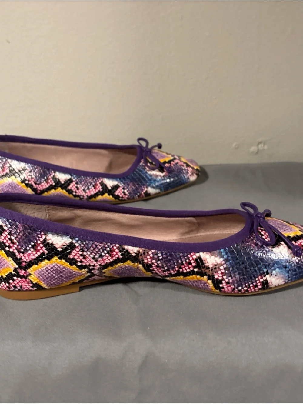 Delta Purple Multicolor Snake-Print Ballet Flats